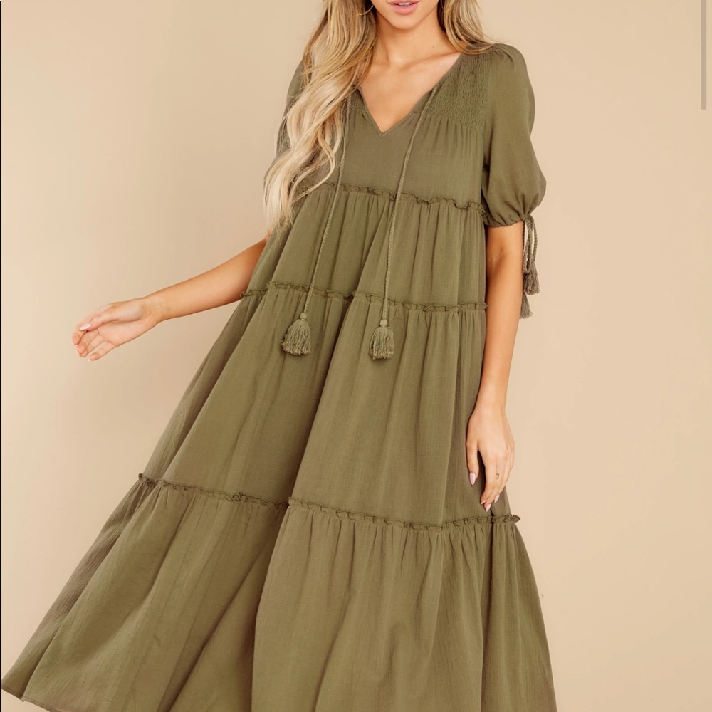 Small olive boho maxi dress